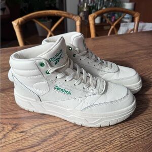 Reebok Cream High-Top Sneakers with Green Accents - Club C Geo Mid